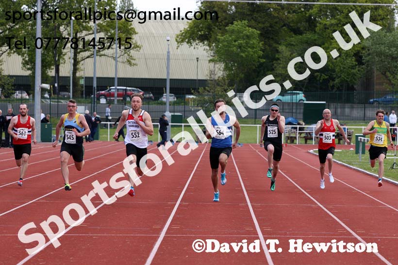 Senior mens 100 metres, 2019 North Eastern Track and Field Champs., Middlesbrough. Photo:  David T. Hewitson/Sports for All Pics
